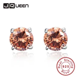 Ear Piercing 925 Sterling Silver Earrings Stud Round Small 10x10mm Set For Women With Morganite Stone Ladies Fashion Accessorie
