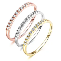 Unique Diamond Wedding Ring Real 14k 585 Gold Wedding Band For Women 0.12ct Diamond Anniversary Match Band CJ191205