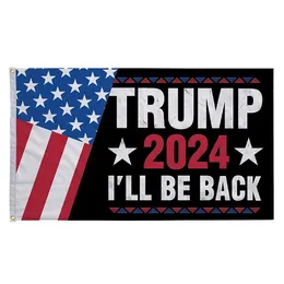 Trump 2024 Eu estarei traseiro bandeiras penduradas em publicidade nacional Double Stitching Sinalizador de impressão de poliéster 100d