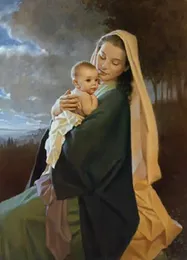 Mary Baby Jesus Oljemålning på duk Heminredning Handmålad HD-utskrift Väggkonst Bildanpassning är acceptabel 21061418