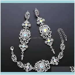 & Necklace Sets Jewelrydesigners Wedding Crystal Bridal Three Piece Earrings Jewelry Set Drop Delivery 2021 Dzb
