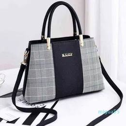 Tasche Tote Clutch Beliebte Patchwork Frauen Schulter Elegante Weibliche Plaid Crossbody s Top-griff Hand mit Anhänger Hängen