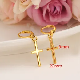 Special Design Christian Vogue Womens Dangle & Chandelier Earrings Cross True 18 k Real Solid Fine Yellow Gold G/F Crucifix Timeless Charm