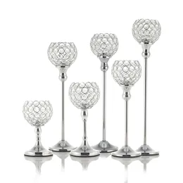 Wocadle Cristal Tealight Candle Titulares Café mesa de jantar Centerpieces Castiçais de metal Stand Decoração de casamento para casa 210722