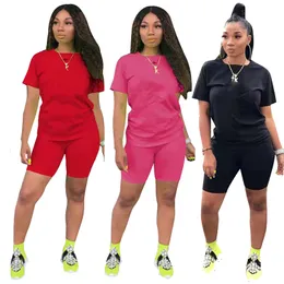 New Jogger Suits Summer Women Outfits Plus Size Tracksuits Shorts Thirtsshorts Pants اثنين