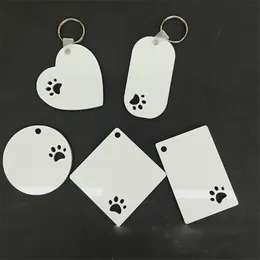 Biżuteria Hollow Animal Footprints Drewniane Hardboard Bluechains Puste Prostokąt MDF Sublimacja Przeniesienie ciepła Keychain Kit Dokonywanie