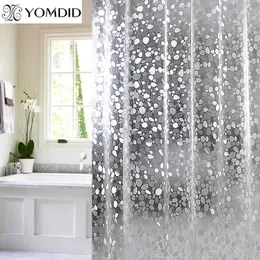 プラスチックPVC 3D防水シャワーカーテン透明な白い澄んだバスルームの透明な白い澄んだバスルーム反動半透明のお風呂カーテン12個のフック210609
