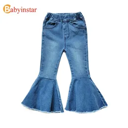 Babyinstar Stretch Jeans Fashion Baby Girl Denim Pants Toddler Boot Cut Pant Children Clothes for 2 7 Years Kids 211102