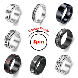 Ring Figet Spinner Ringar För Kvinnor Män Rostfritt Stål Rotera Fritt Spinning Anti Stress Tillbehör Smycken Gåvor