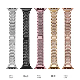 Diamond Bracelet Metal Strap For Apple Watch band 44mm 42mm 40mm 38mm Jewelry Wristband Iwatch Series 6 5 4 SE Watchband Smart Accessories
