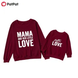 Spring and Autumn Letter Print Red Wine Sweatshirts for Mom Me 210528