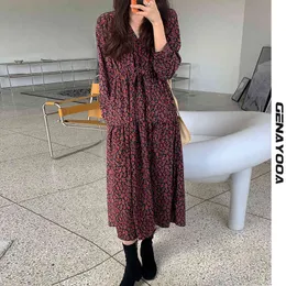 Genayooa Sexy V Neck Women Dress Long Sleeve Casual Floral Woman Party Night Vintage Streetwear Ladies Dresses Chirstmas 210417