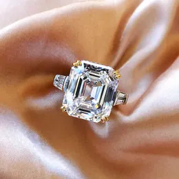 100% 925 Sterling Silver 13 * 15MM Creato Moissanite Emerald Citrine Pink Crystal Anelli di fidanzamento per le donne Wedding Fine Jewelry