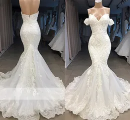 2022 свадебные платья русалка кружева свадебные платья жемчуги с бисером длина пола из бисера