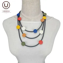 Chokers UKEBAY Multicolor Wood Necklaces Women Choker Necklace Rubber Rope Gothic Jewelry Boho Clothes Accessories Sweater Chains