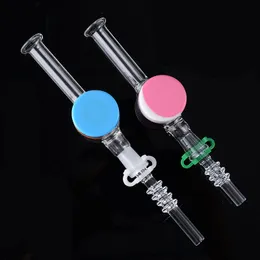 Kit collettore di bong in vetro da 6 pollici Narghilè 10mm 14mm Quarzo Nail Keck Clip Contenitore in silicone Tubo di vetro Dab Straw Oil Rigs NC17