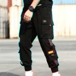 Harajuku Mężczyźni Hip Hop Jogging Spodnie Cargo Multi-Kieszonkowe Spodnie Chłopcy Teachwear Kombinezon Taktyczne Męskie Harem Dressuit Clothings X0723