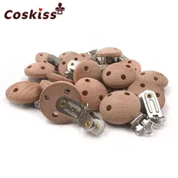 20st Wooden Pacifier Clip Nursing Tillbehör Beech Pacifier Clips Chewable Tanding Diy Dummy Clip Chains Baby Teether 211102