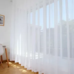 Mordern Simple Sheer Janela Cortinas Tule Moderno Voile Curtain Janela Drapes Sólido Branco Para Cozinha Sala de estar 210712