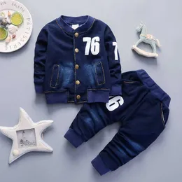 Bibicola Childrens Chłopcy Odzież Zestaw Jesień List Sport Outftis Dla Dzieci Bawełniane Denim + Spodnie 2 sztuk Dres Bebe Boys Ubrania Zestaw X0802