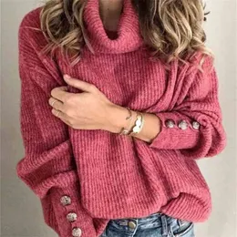 Baharcelin Kvinnor Tjej Vinter Turtleneck Toppar Stickade Pullovers Tröjor Grundläggande Casual Strikkad Sweater Jumper Top Kläder 210914