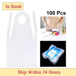 100pcs Unisex Disposable Apron Waterproof Oil Proof Kitchen Apron Antifouling PE Plastic For Women Men Painting Cooking Aprons 201007