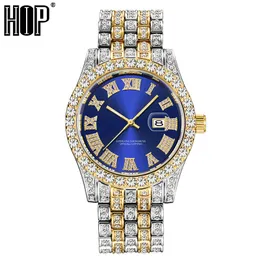 Hip Hop Full Lanced Out Mens Luksusowy Data Kwarcowy Zegarki Wrist Z Mikropaved Cubic Cyrkon Dla Kobiet Mężczyźni Moda Biżuteria