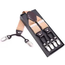 Adult Suspenders 3.5*125CM 52 Colors 6 clip Y Longer version men Clip-on Elastic Adjustable Braces