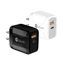 20W QC 3.0 PD Dual USB Wall Chargers US EU UK Plug voor iPhone 11 12 Pro MAX X XR 7 8Plus Samsung Note 20 Adapter
