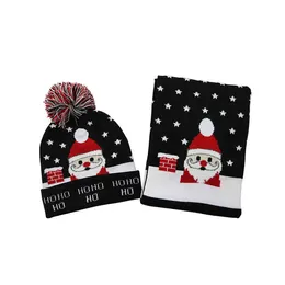 Stylowy Retro Winter Boże Narodzenie Santa Claus Winter Beanie Hat and Scarf Set