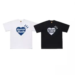 メンズとレディースTシャツ人間20SS 2色ビッグラブ0192プリントコットンラウンドネック緩いレトロな小袖カジュアルティー