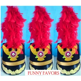 Red Feather Military Cosplay Top Hats Bar Club Music Drum Team Cap School sceniption hat Uniform Cosplay Rekwizyty cosplay