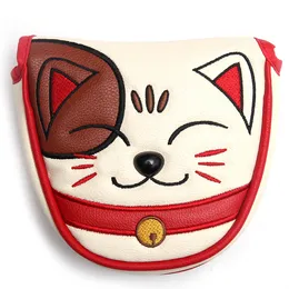 Cute Kitty Cat Design PU Leather Golf Club Headcover Mallet Putter Head Covers