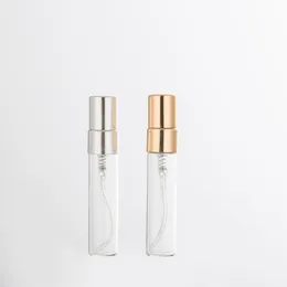 Clear Amber Glass Spray Bottles 5ml med guld silver klara lock för parfym kosmetiska med fin dimma spruta atomizer