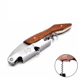 Stainless Steel Wine Bottle Openers Gift Wooden Handle Shrimp Head Knife Beer Opener Double Hinge Sea Horse Corkscrew Bar Tools WLY BH4740