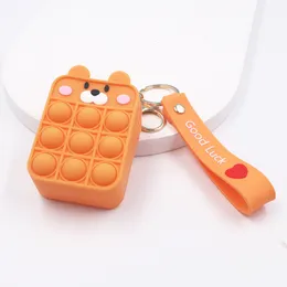 Leksak silikon tecknad frukt docka mynt handväska nyckel hängande barn vuxen push bubbla sensorisk pedagogisk fidget dekompression väska