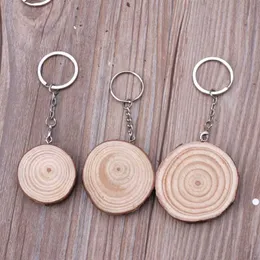 10Pcs Unfinished Natural Wood Slices Keychains Blank Hand-Painted Jewelry Making G1019