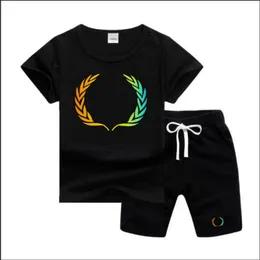 Em estoque 2-7 Anos Designer Crianças T-shirt Calças Set Crianças 2 Parte Roupas de Algodão Bebê Meninos Menina Moda Vestuário G0369