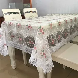 Europe embroidered tablecloth Runner dining cover TV Cabinet Table cloth flower Lace Desk Mat Fabric Towel HM77 211103