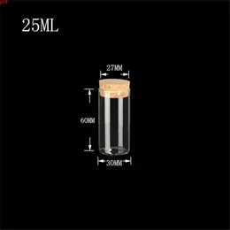 30*60mm 25ml Glass Vials Jars Test Tube With Cork Stopper Empty Transparent Clear Bottles 50pcs/lotgood qty