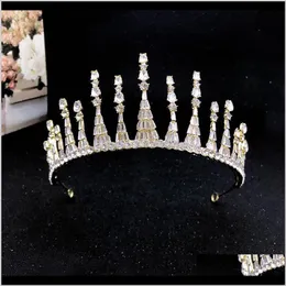 Klipp Barrettes Drop Delivery 2021 Forseven Luxury Handmade Rhinestone Crystal Tiara Gold Color Crown Pageant Special Shape Bride Wedding H