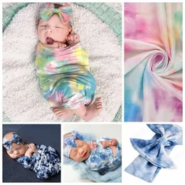 Infant Baby Swaddle Wrap Blanket Gradient Wraps Blankets Nursery Bedding Babies Wrapped Cloth With Bowknot Headband Photo Props