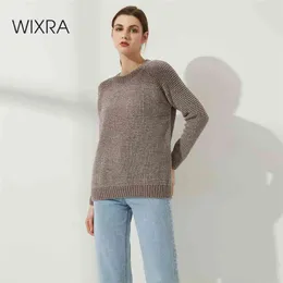 Wixra épais pull femmes tricoté côtelé pull à manches longues décontracté O cou pulls Chenille vêtements automne hiver 210922