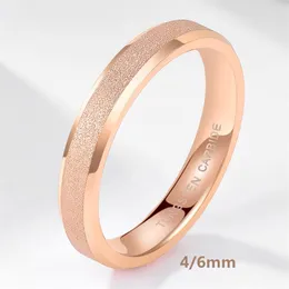 Tigrade Tungsten Carbide Rose Gold Frosted Ring 4mm 6mm För Kvinnor Män Bröllop Förlovningsband Mattor Borstat Kvinna Anillos Mujer 211217