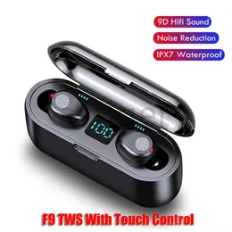 Wireless Earphone Bluetooth V5.0 F9 TWS Headphone LED Display With 2000mAh Power Bank Headset Microphone for Samsung iPhone smart phone