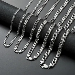 Stainless Steel Cuban Link Chain Necklace Silver Mens Necklaces Hip Hop Jewelry 6/8/10/12mm