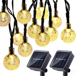 50/30LEDs 10m Crystal Ball Solar Light Outdoor IP65 Waterproof String Fairy Lamps Solar Garden Garlands Christmas Decoration 211122