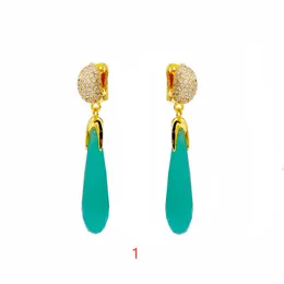 Womens luxury jewelry crystal earrings dangle good earing gold color stone teardrop eggplant diamonds leisure travel fashion designer women ear cuff earring