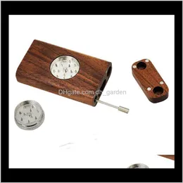 Altri accessori Articoli vari per la casa Casa Giardino Drop Delivery 2021 Portasigarette in legno di bambù naturale One Hitter Dugout Smoking Kit Dry