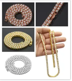 Männer Hip Hop Bling ced Out Tennis Kette Reihe Halsketten Prächtige Clastic Silber Gold Schwarz Roségold Farbe Männer Kette Mode Schmuck